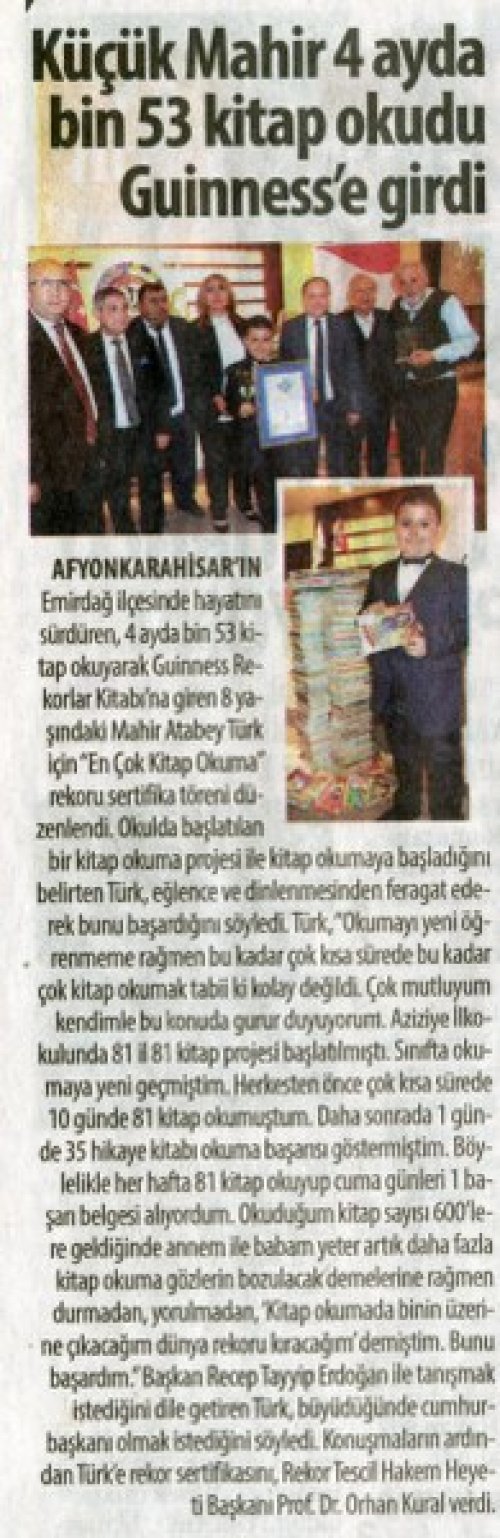 4 AYDA BİN 53 KİTAP OKUYUP GUİNNESS REKORLAR KİTABINA GİRDİ